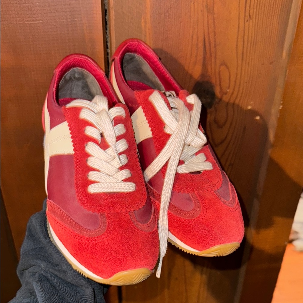 Tory Burch Red and Cream Sneakers.